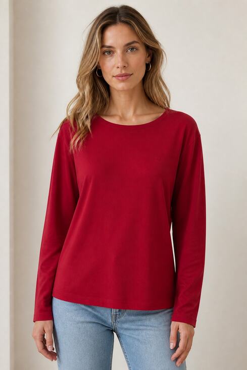 Lauren Ralph Lauren Tops - Lauren Ralph Lauren Red Long Sleeve Cotton Shirt 2X